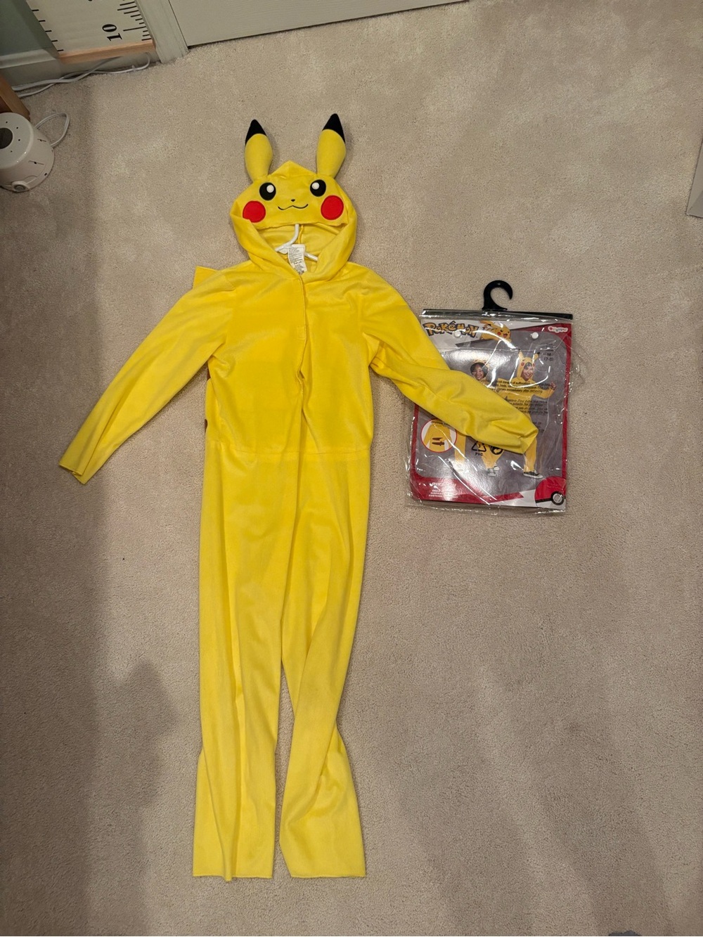 NEW Yellow Pikachu-Style Kids One-Piece Hooded Costume